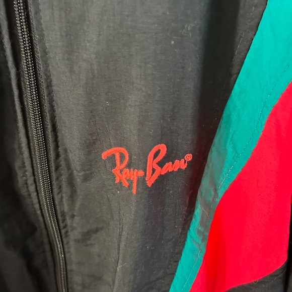 Men's Ray Ban Full Zipper Light Weight Jacket Black, Pink & Turquoise - Size L - Picture 3 of 4